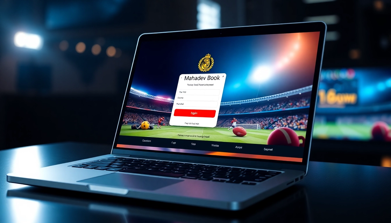 Guide to Mahadev book login process on a user-friendly betting platform with sports and casino visuals for easy access.