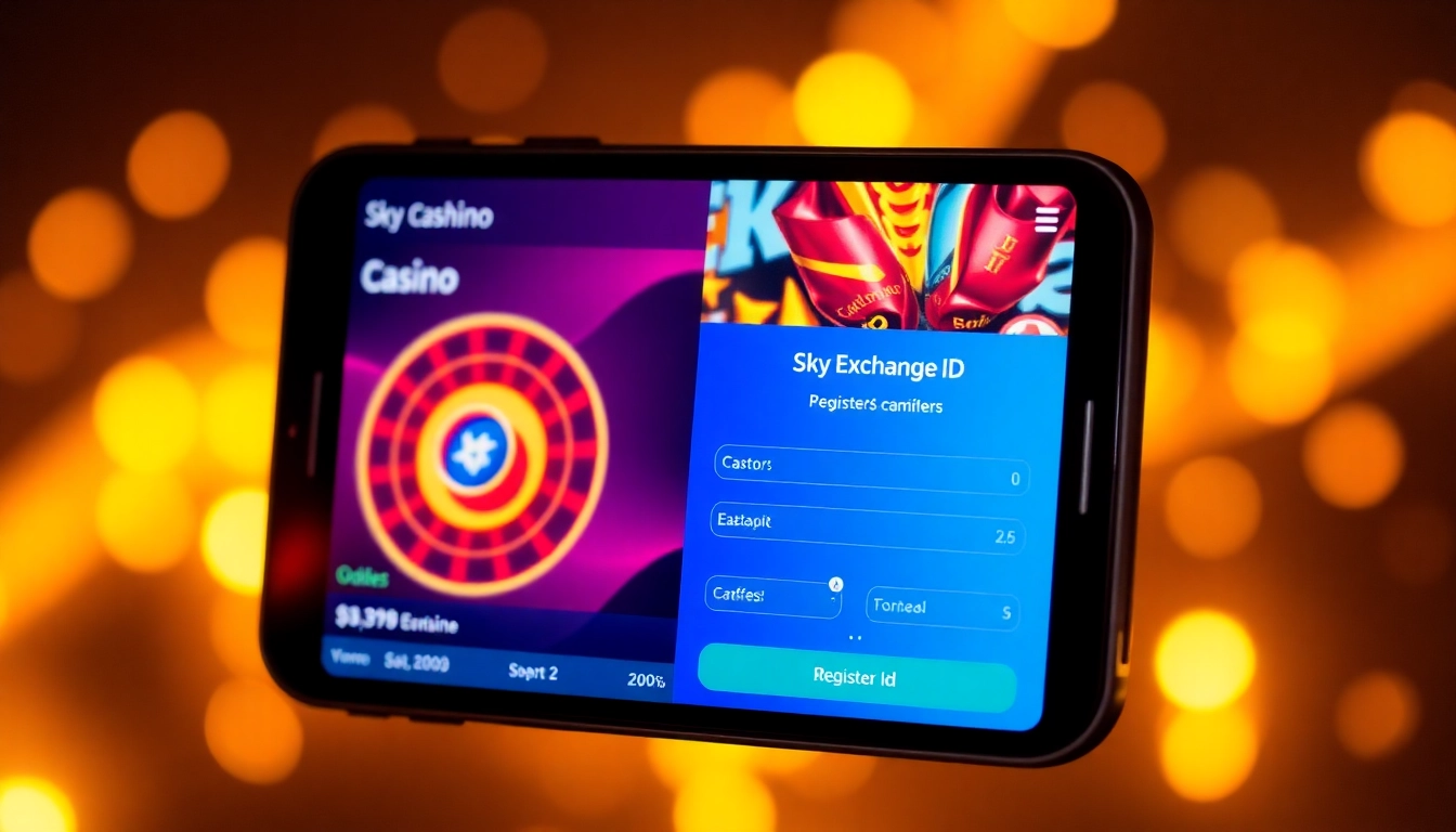 Create an engaging visual of Sky Exchange Id registration process on a smartphone, highlighting security and ease of access for users.