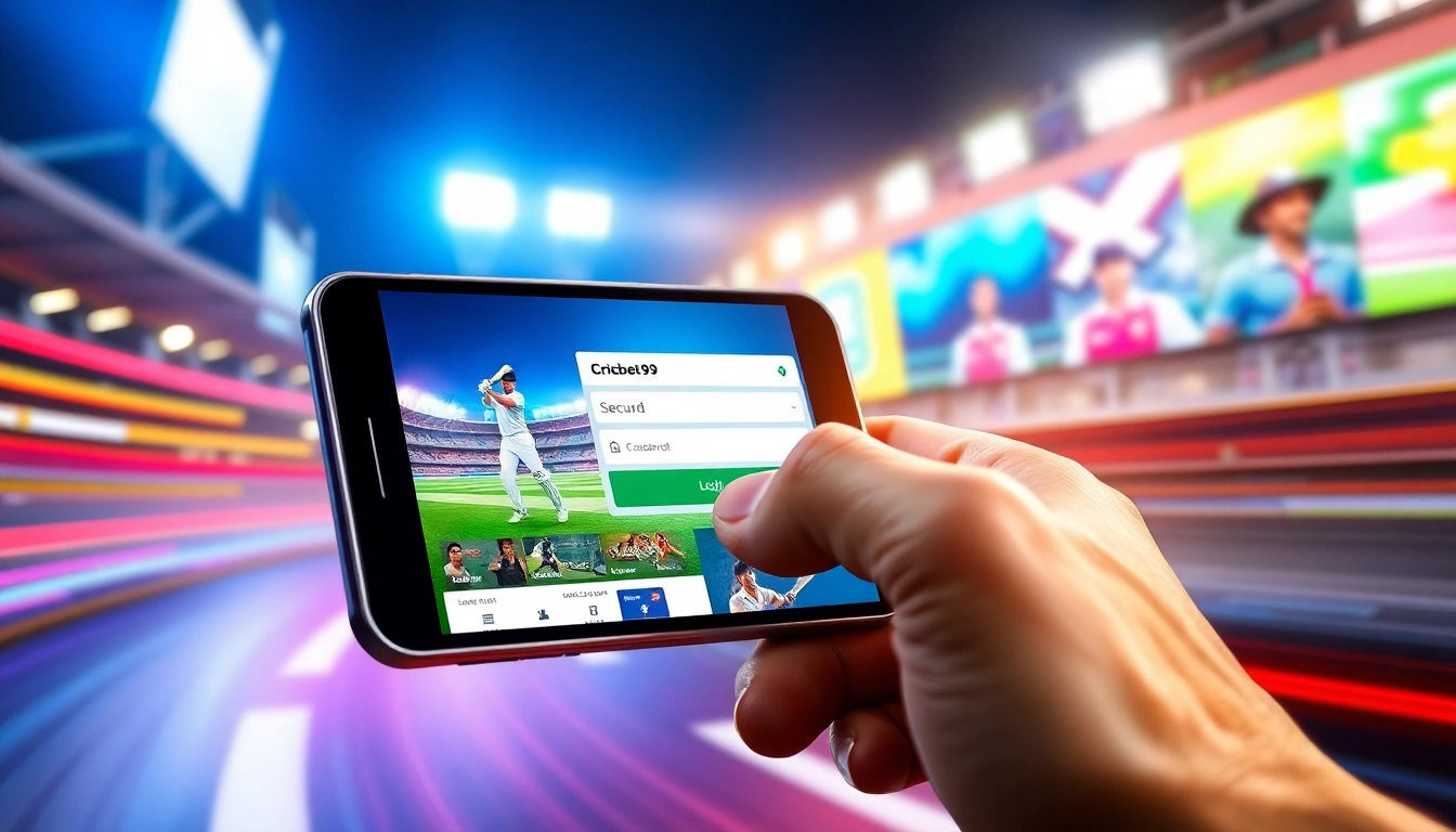 Guide a user accessing Cricbet99 login on mobile, featuring sports betting interface and