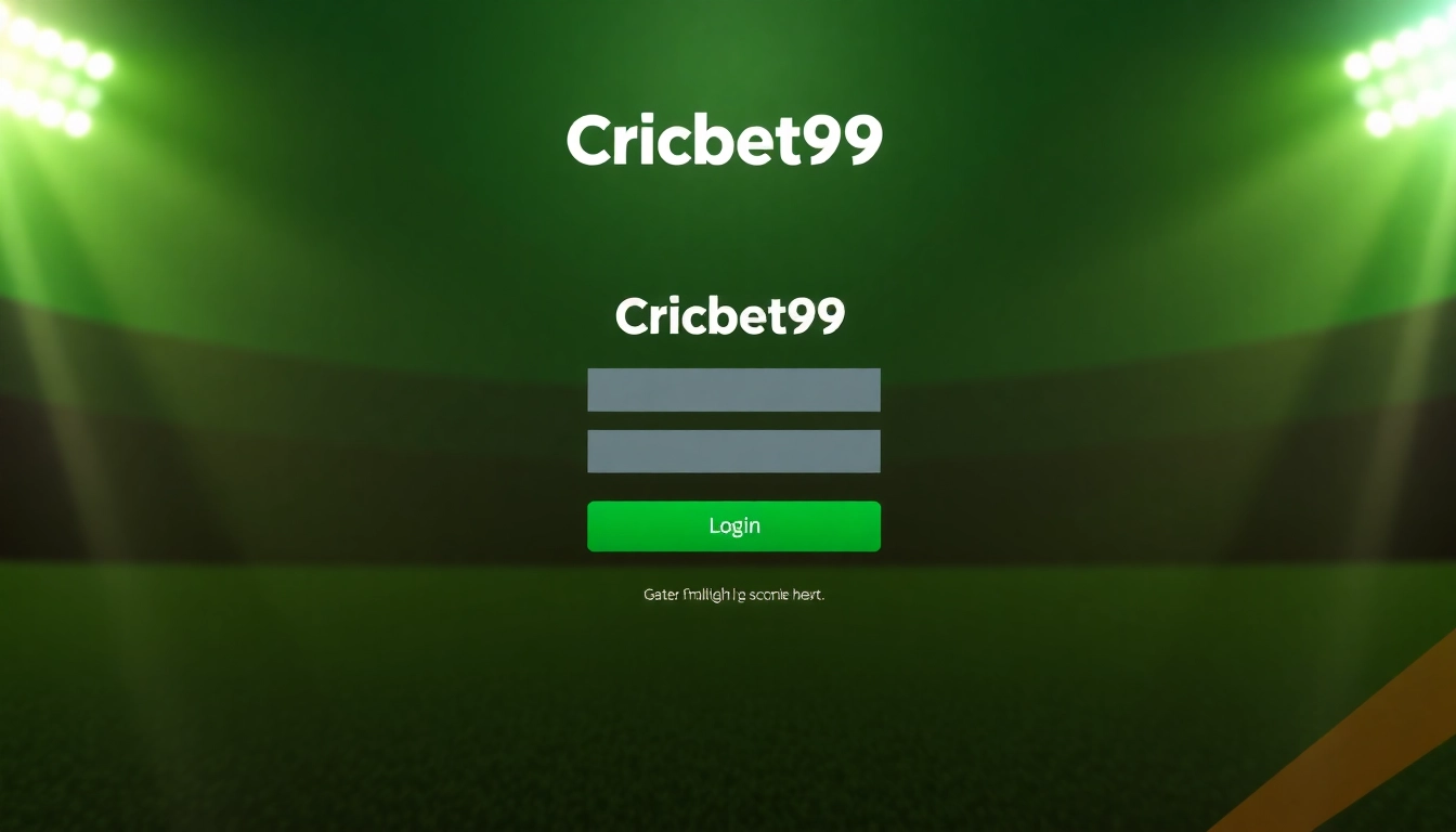 Professional cricket betting platform showcasing Cricbet99 login page with secure interface and
